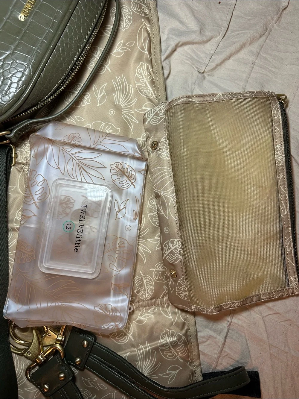 Twelve Little Olive Croc-Embossed Crossbody Bag